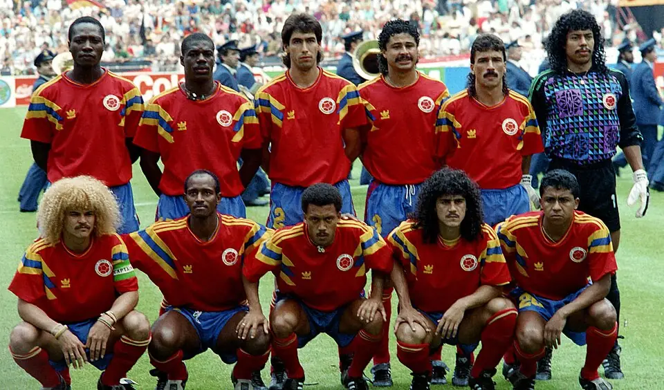 Selección de Colombia en el Mundial de Italia 1990 con el Pibe Valderrama, René Higuita y Freddy Rincón.