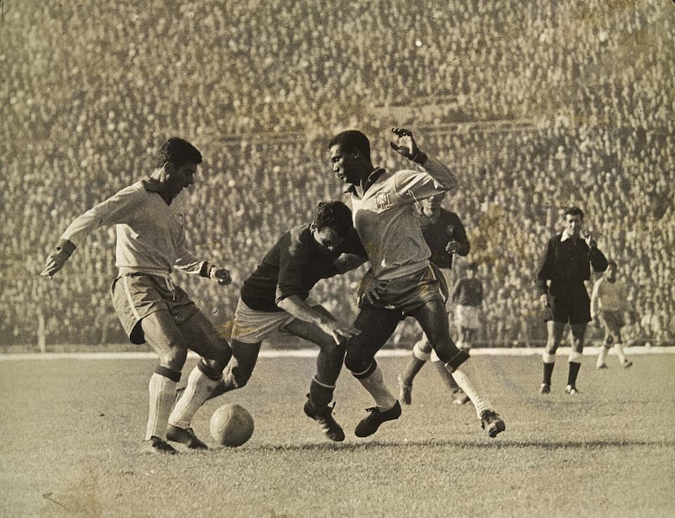 Nilton Santos y Didi, estrellas de Brasil en el Mundial de Chile 1962.