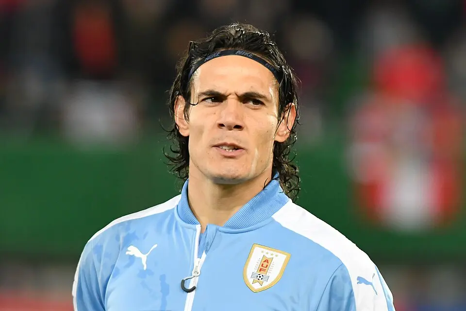 Edinson Cavani con la selección de Uruguay.