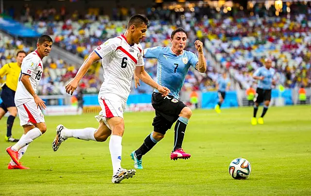 Costa Rica y Uruguay en el Mundial 2014.