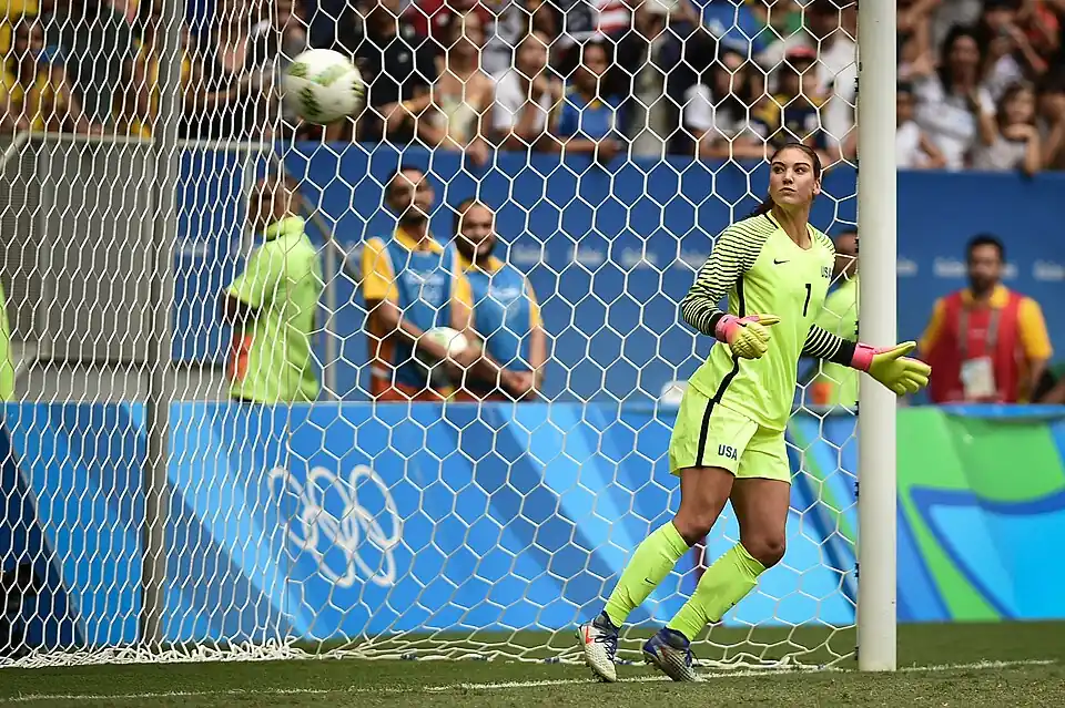 Hope Solo en un partido con la selección de Estados Unidos.