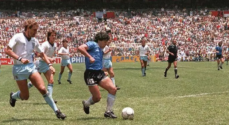 Gol de Maradona contra Inglaterra en el Mundial de México 1986.