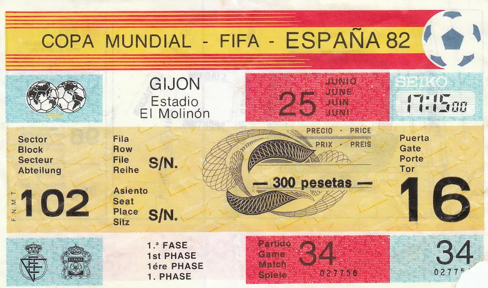 Entrada del Alemania-Austria del Mundial 82.