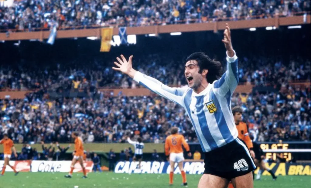 Mario Alberto Kempes en el Mundial de Argentina 1978.