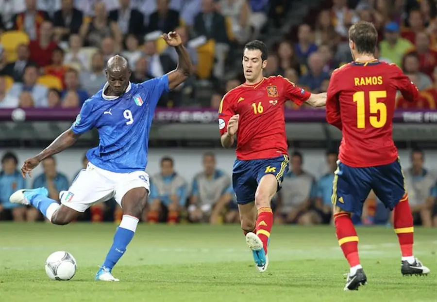 Balotelli en la final de la Eurocopa 2012 contra España. 