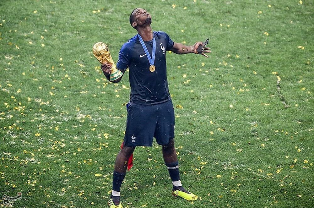 Paul Pogba después de ganar el Mundial de Rusia 2018.