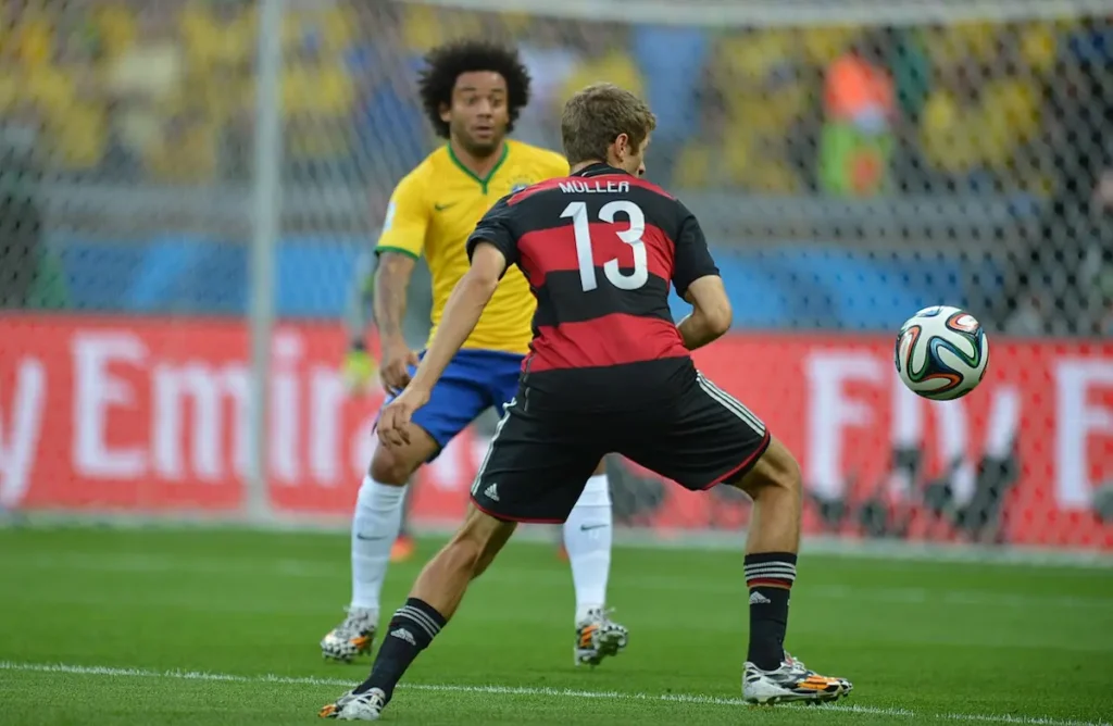 Thomas Müller durante un partido del Mundial 2014.